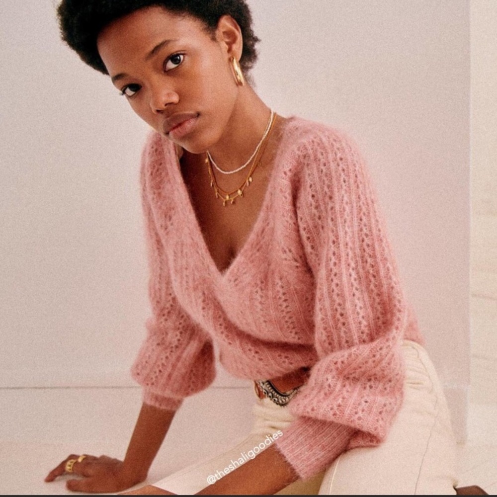 SEZANE Rosa Jumper Pink Knit Mohair Wool Sweater